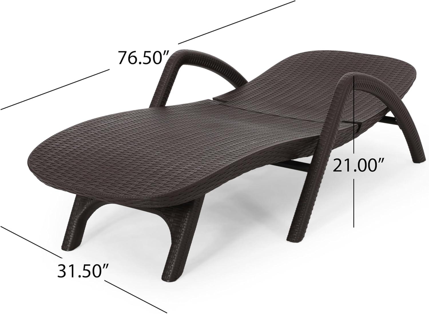 image:imageChristopher Knight Home Waverly Wicker Chaise Lounges Set of 2 Wicker Lounge Chair Deep Seating Lounge Sofa Beach Chair Chaise Lounge with Armrest Patio Lounge for Garden Pool Side Dark Brown