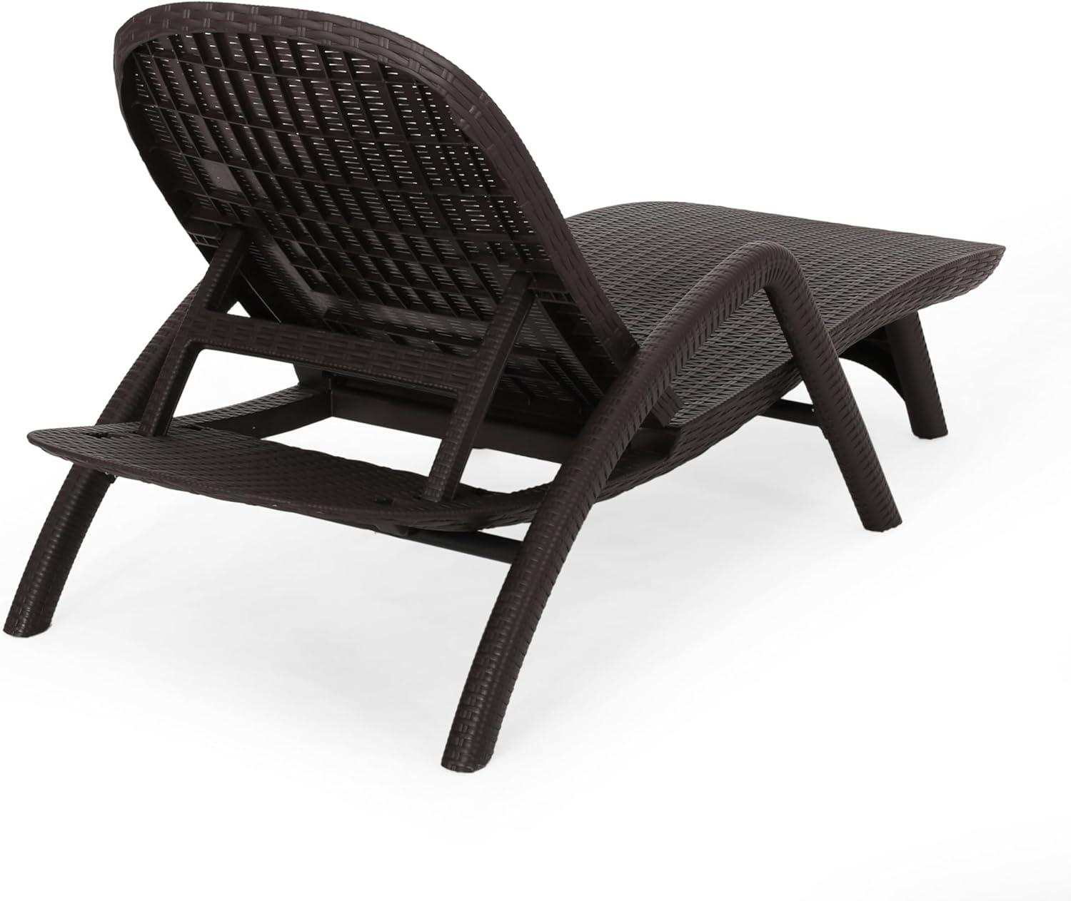 image:imageChristopher Knight Home Waverly Wicker Chaise Lounges Set of 2 Wicker Lounge Chair Deep Seating Lounge Sofa Beach Chair Chaise Lounge with Armrest Patio Lounge for Garden Pool Side Dark Brown