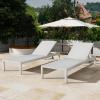 Christopher Knight Home Set of 2 Berton Outdoor Mesh Seat Chaise Lounge Chairs, Patio Adjustable Aluminum Frame Single Lounge Sofa, Poolside/Garden/Backyard Seating, All-Weather Furntiure, Gray+White