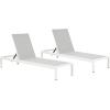 Christopher Knight Home Set of 2 Berton Outdoor Mesh Seat Chaise Lounge Chairs, Patio Adjustable Aluminum Frame Single Lounge Sofa, Poolside/Garden/Backyard Seating, All-Weather Furntiure, Gray+White