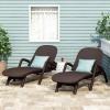 Christopher Knight Home Waverly Wicker Chaise Lounges Set of 2, Wicker Lounge Chair, Deep Seating Lounge Sofa, Beach Chair, Chaise Lounge with Armrest, Patio Lounge for Garden Pool Side, Dark Brown