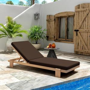 Christopher Knight Home Duska Acacia Wood Chaise Lounge Chair Outdoor, Patio Outdoor Chaise Lounge with Cushions, Adjustable Backrest Single Lounge Sofa, Poolside Seating, Teak+Brown