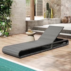 Christopher Knight Home Edsel Wicker Chaise Lounge Chair Outdoor, PE Faux Rattan Patio Outdoor Chaise Lounge with Iron Frame, Adjustable Backrest Single Lounge Sofa, Poolside Seating, Grey