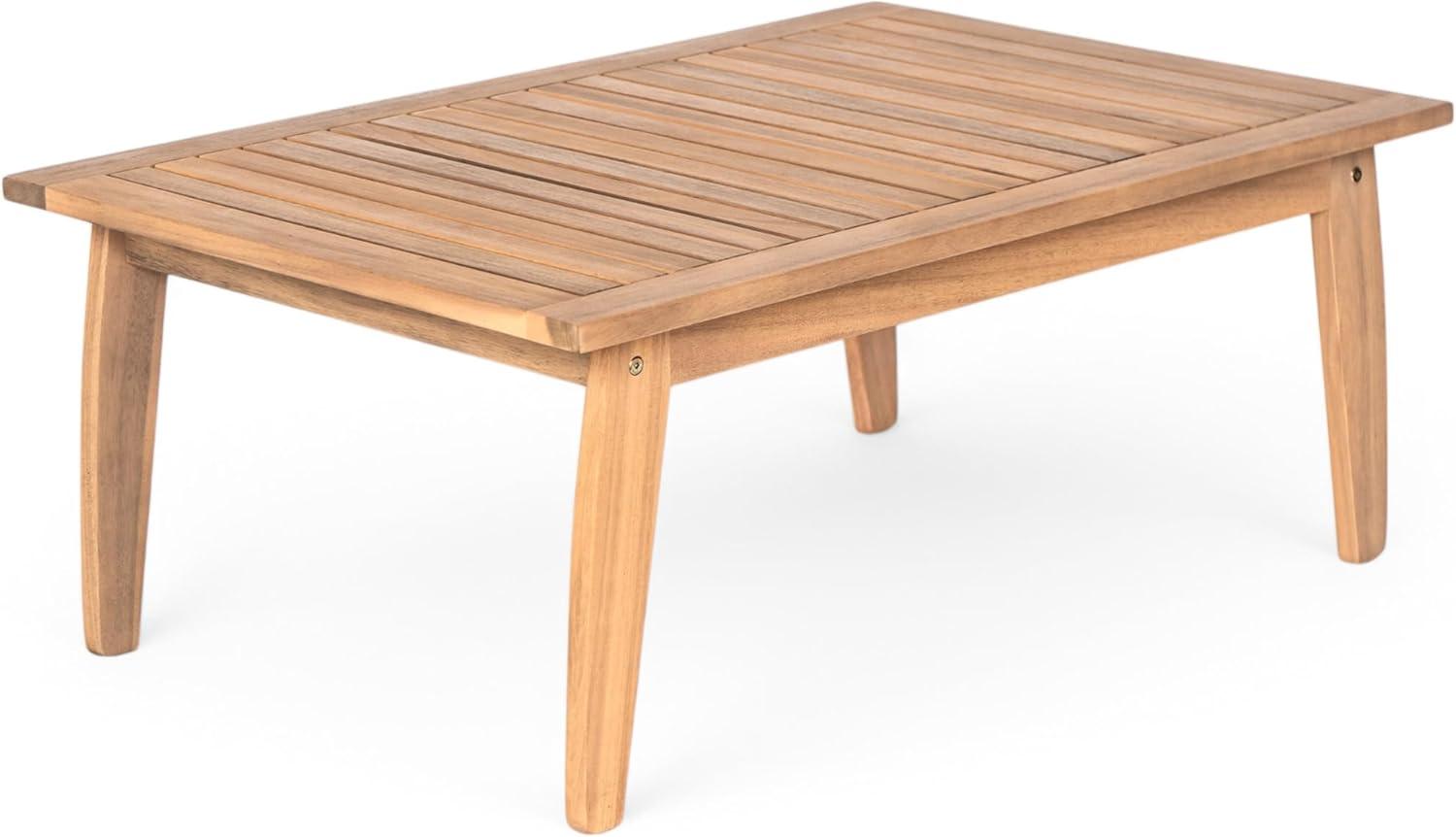 image:imageChristopher Knight Home Alvin Outdoor 2 Pieces Conversation Set Acacia Wood Loveseat Rope Weave Couch Sofa Chair Slat Panel Coffee Table Sofa and Table for Backyard Garden Porch TeakBeige