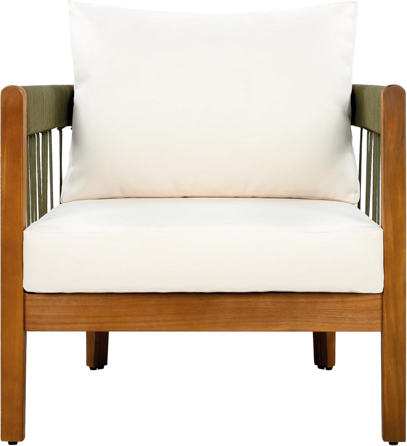image:imageChristopher Knight Home Nadine Small Round Side Table and Chair Set Acacia Wood Side Table Handwoven Rope Accent Chairs Tub Shaped Club Chairs 3 Pieces Patio Conversation Set for Yard GrayGreenbeige