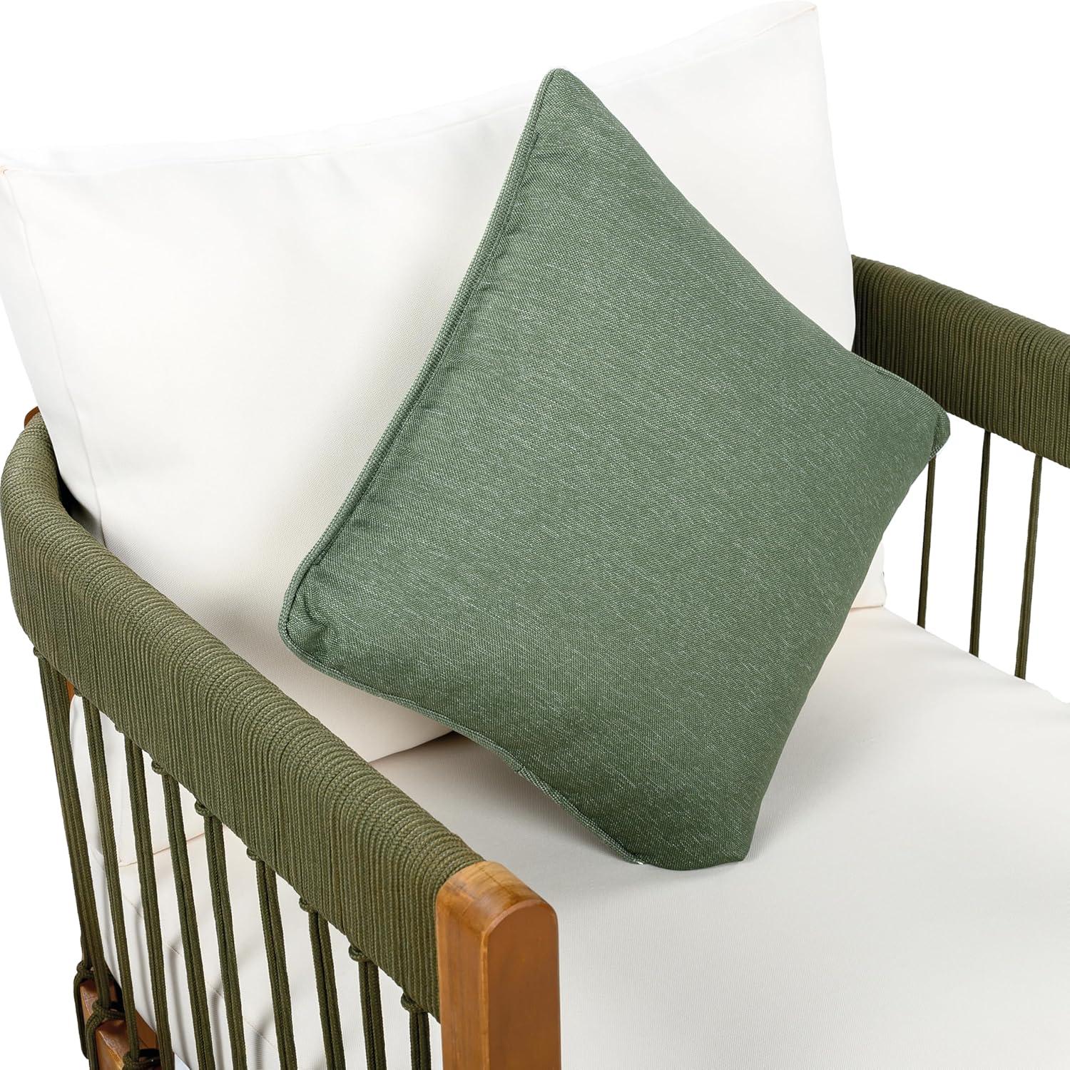 image:imageChristopher Knight Home Nadine Small Round Side Table and Chair Set Acacia Wood Side Table Handwoven Rope Accent Chairs Tub Shaped Club Chairs 3 Pieces Patio Conversation Set for Yard GrayGreenbeige