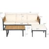 Christopher Knight Home Alvin 4-Piece Acacia Wood Metal Patio Furniture Set, Outdoor Sectional Conversation Club Chair Sofa Chat Set with Coffee Table&Ottoman for Backyard or Balcony, Teak+Beige+Black