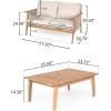 Christopher Knight Home Alvin Outdoor 2 Pieces Conversation Set, Acacia Wood Loveseat, Rope Weave Couch Sofa Chair, Slat Panel Coffee Table, Sofa and Table for Backyard Garden Porch, Teak+Beige