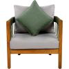 Christopher Knight Home Nadine Small Round Side Table and Chair Set, Acacia Wood Side Table, Handwoven Rope Accent Chairs, Tub Shaped Club Chairs, 3 Pieces Patio Conversation Set for Yard, Gray(Green+gray)