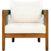 Christopher Knight Home Nadine Small Round Side Table and Chair Set, Acacia Wood Side Table, Handwoven Rope Accent Chairs, Tub Shaped Club Chairs, 3 Pieces Patio Conversation Set for Yard, Gray(Green+beige)
