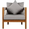 Christopher Knight Home Nadine Small Round Side Table and Chair Set, Acacia Wood Side Table, Handwoven Rope Accent Chairs, Tub Shaped Club Chairs, 3 Pieces Patio Conversation Set for Yard, Gray(Grey)