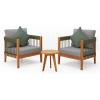 Christopher Knight Home Nadine Small Round Side Table and Chair Set, Acacia Wood Side Table, Handwoven Rope Accent Chairs, Tub Shaped Club Chairs, 3 Pieces Patio Conversation Set for Yard, Gray(Green+gray)