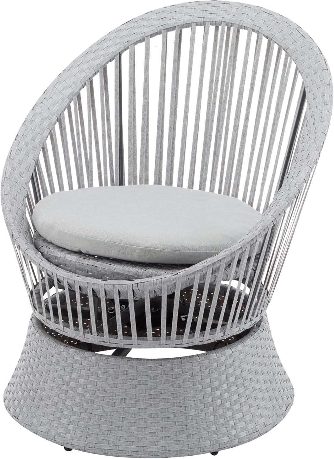 image:imageChristopher Knight Home Banes EggShaped Wicker Lounge Chair Outdoor Iron Frame Egg Chair Outdoor with Removable Cushion Comfy Reading Chair for Garden Backyard Balcony Poolside GreyGrey