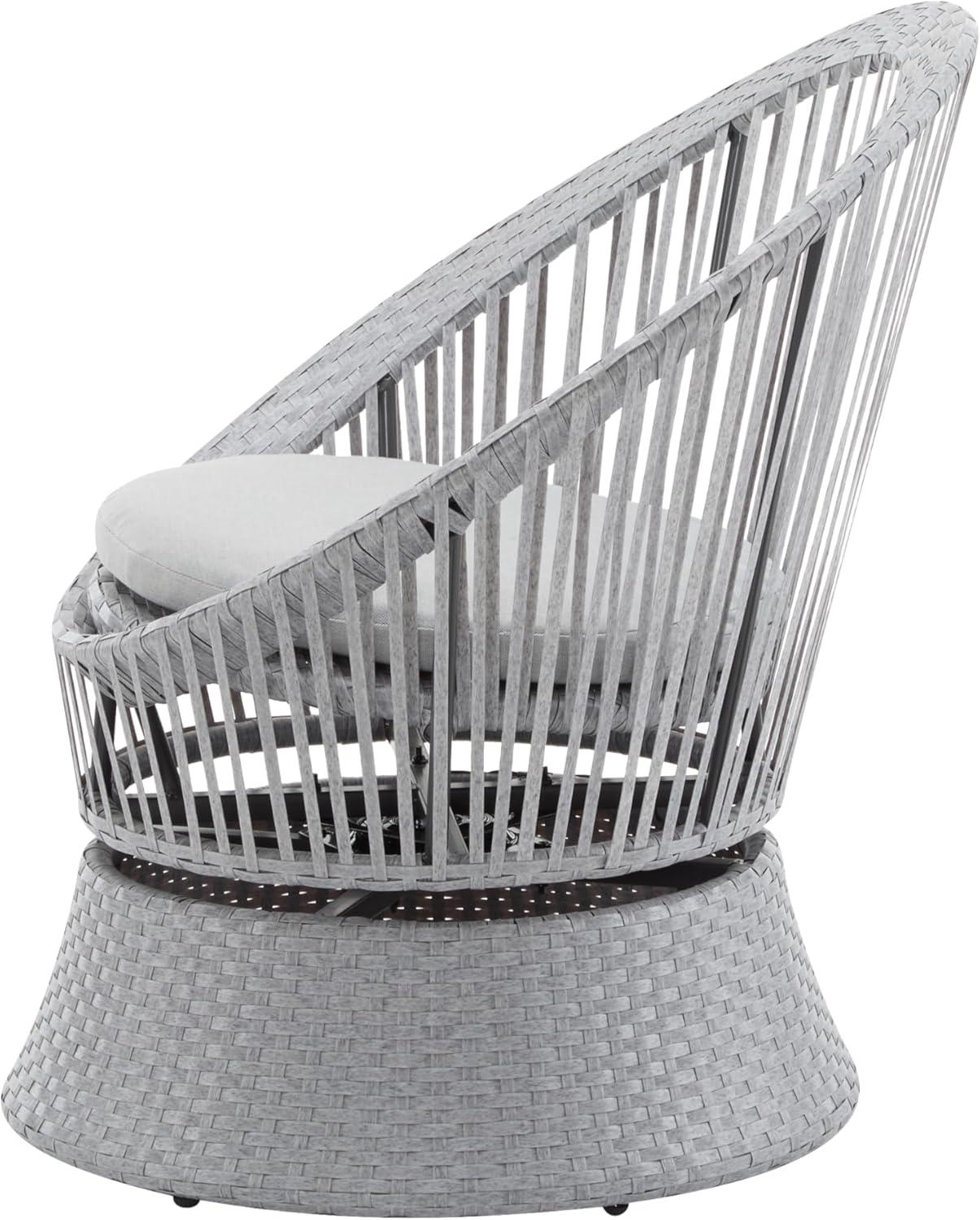 image:imageChristopher Knight Home Banes EggShaped Wicker Lounge Chair Outdoor Iron Frame Egg Chair Outdoor with Removable Cushion Comfy Reading Chair for Garden Backyard Balcony Poolside GreyGrey