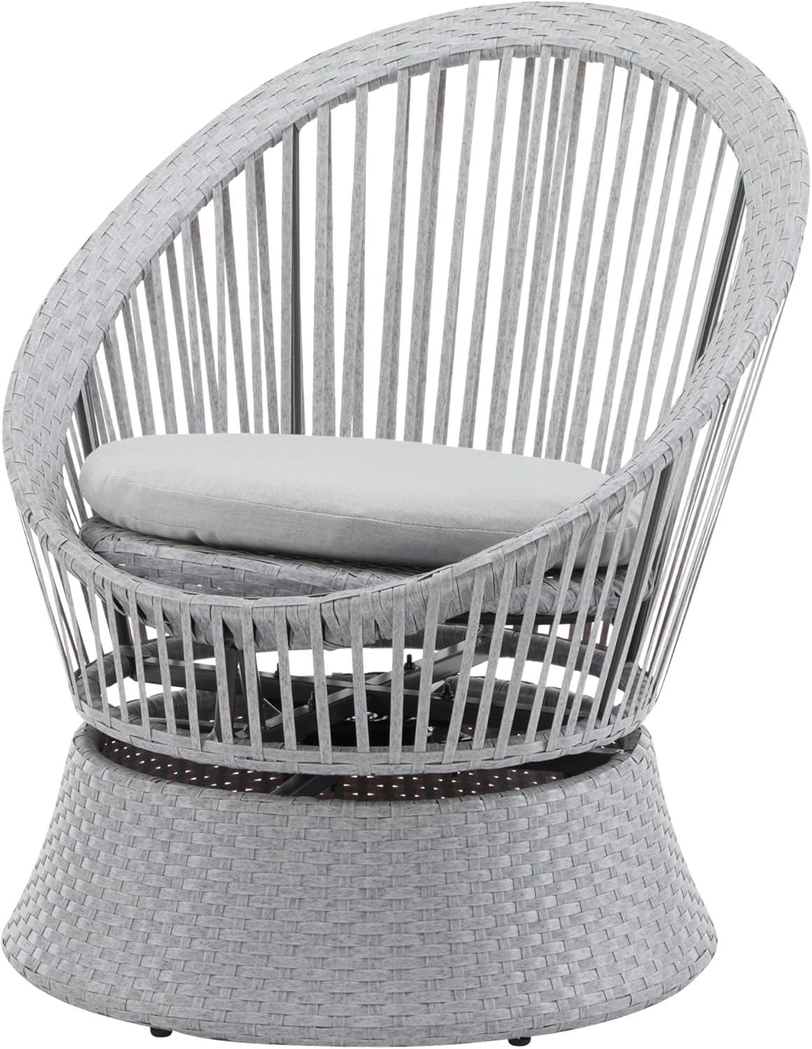 image:imageChristopher Knight Home Banes EggShaped Wicker Lounge Chair Outdoor Iron Frame Egg Chair Outdoor with Removable Cushion Comfy Reading Chair for Garden Backyard Balcony Poolside GreyGrey