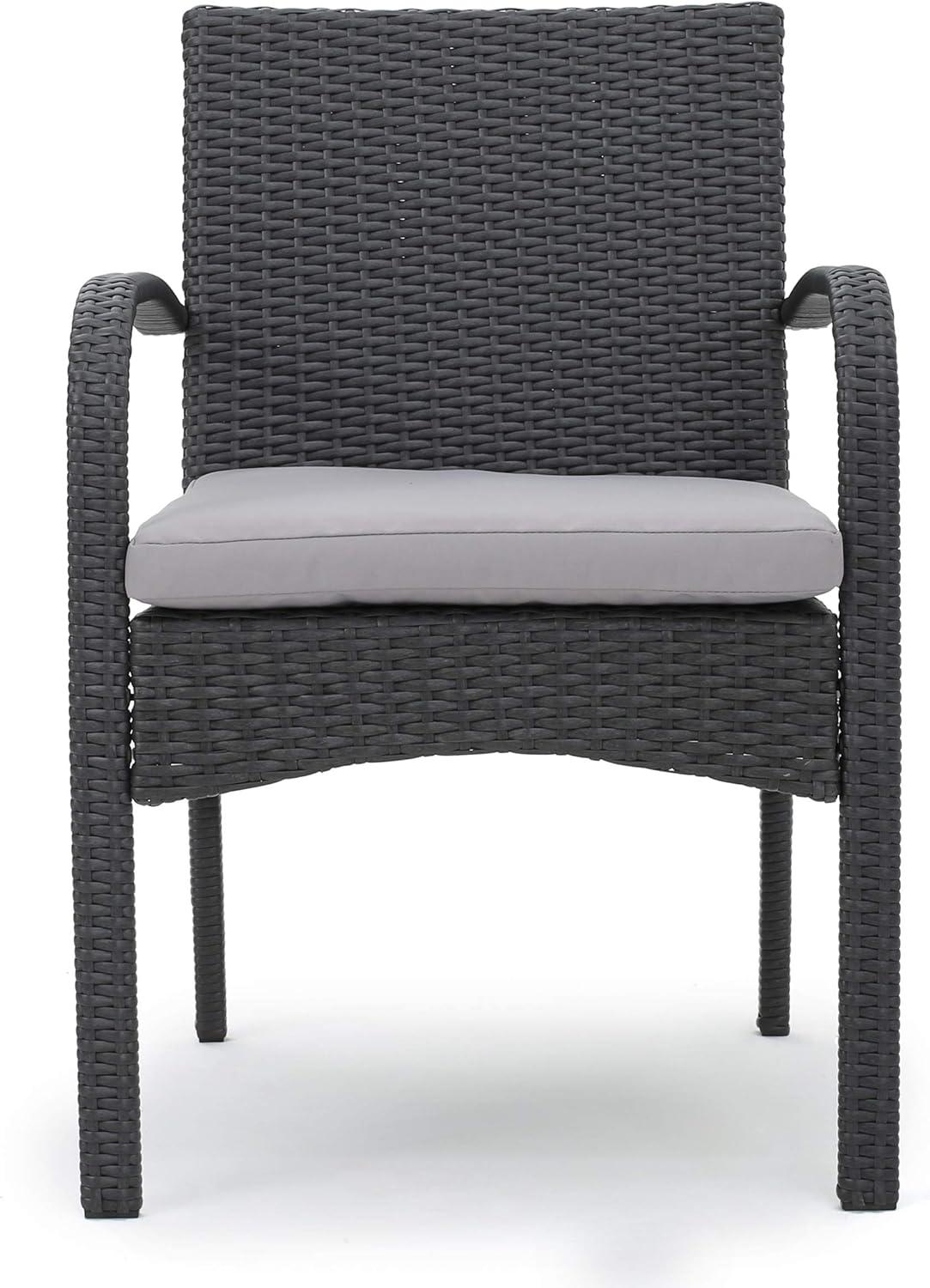 image:imageChristopher Knight Home Chadney Outdoor Wicker Square Dining Set with Water Resistant Cushions 9Pcs Set Grey Grey Cushions