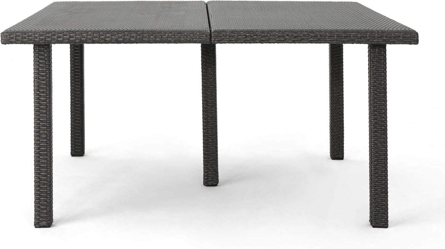 image:imageChristopher Knight Home Chadney Outdoor Wicker Square Dining Set with Water Resistant Cushions 9Pcs Set Grey Grey Cushions