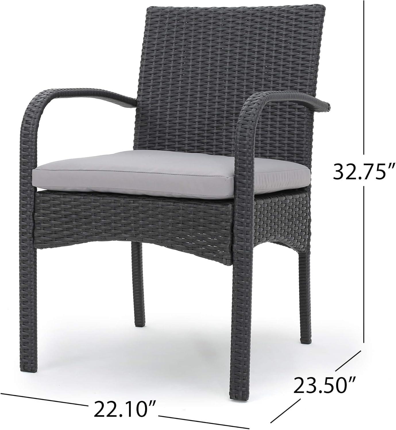 image:imageChristopher Knight Home Chadney Outdoor Wicker Square Dining Set with Water Resistant Cushions 9Pcs Set Grey Grey Cushions