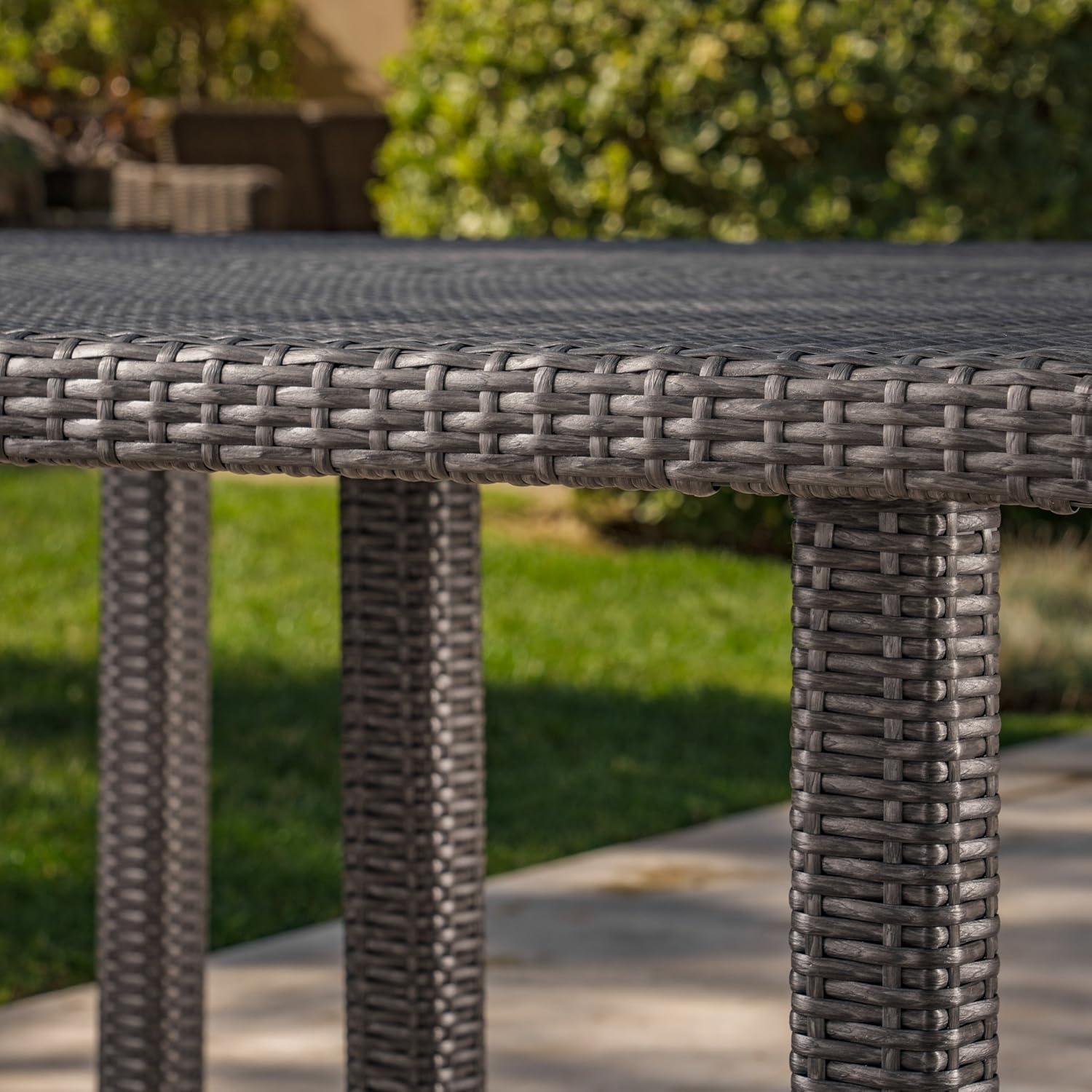 image:imageChristopher Knight Home Fiona Outdoor Stacking Wicker Square Dining Set 9Pcs Set Grey