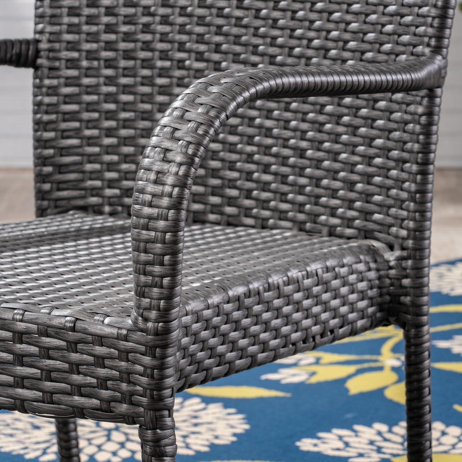 image:imageChristopher Knight Home Ford Outdoor 7 Piece Wood and Wicker Dining Set Finish and Gray