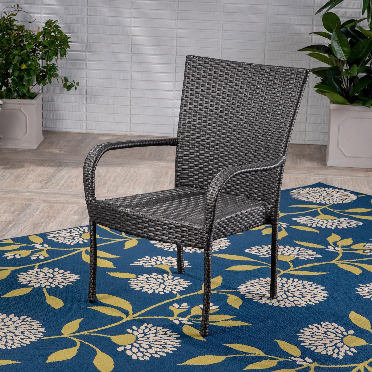 image:imageChristopher Knight Home Ford Outdoor 7 Piece Wood and Wicker Dining Set Finish and Gray