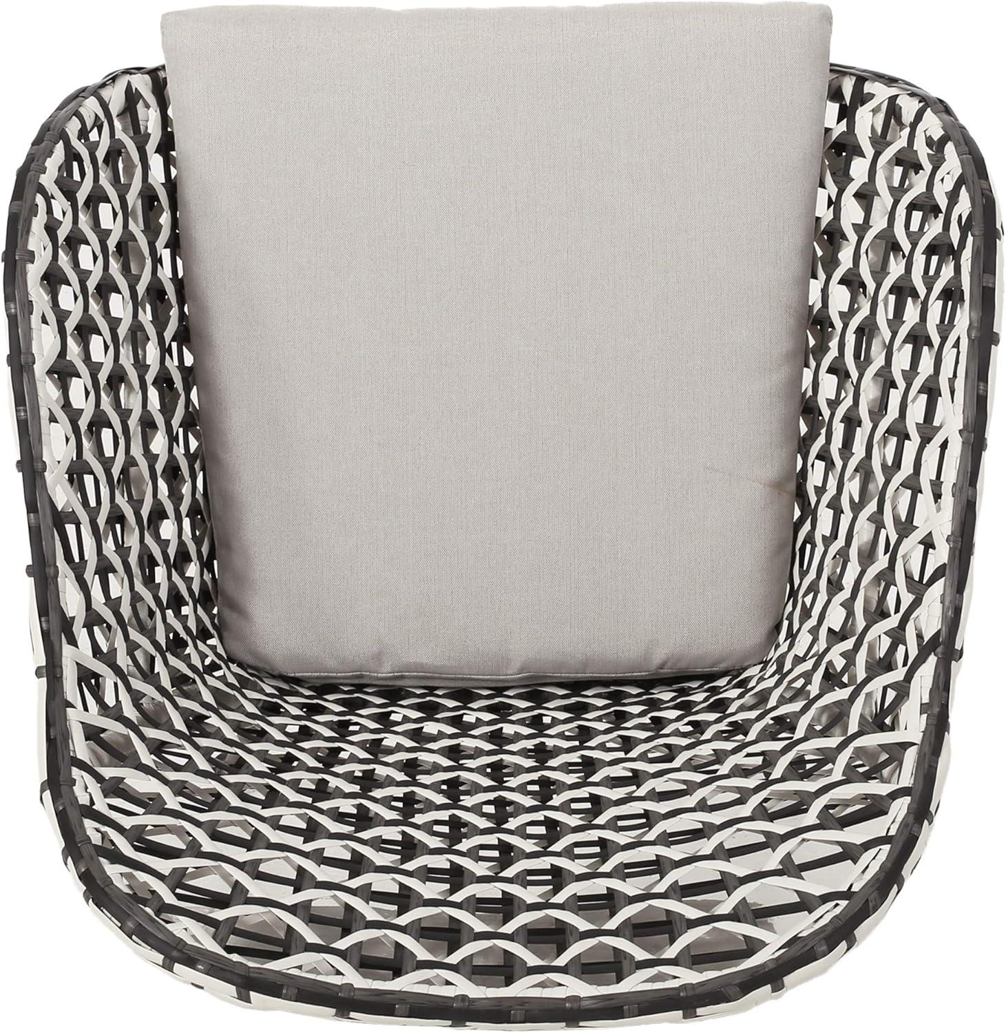image:imageChristopher Knight Home Gloria Outdoor 3 Piece Wicker Chat Set White Beige and Black