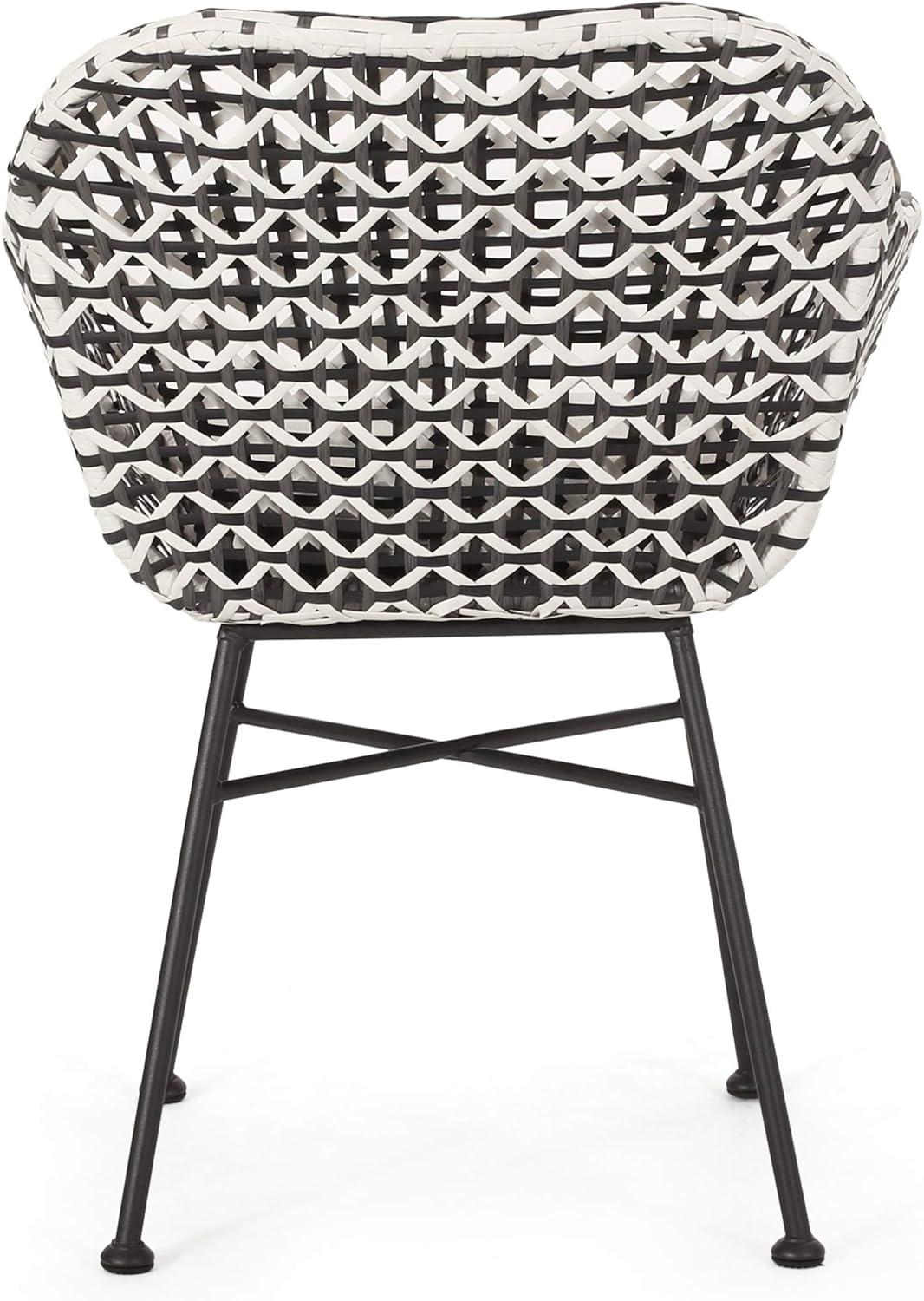 image:imageChristopher Knight Home Gloria Outdoor 3 Piece Wicker Chat Set White Beige and Black