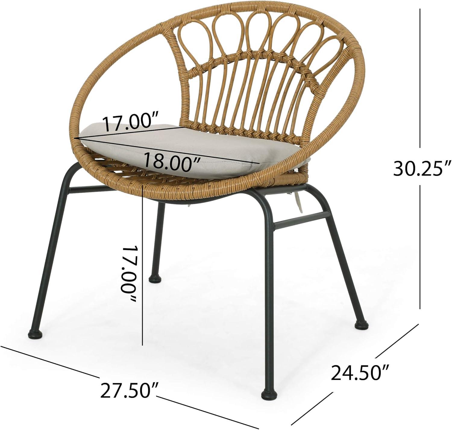 image:imageChristopher Knight Home Grace Outdoor 3 Piece Wicker Chat Set Light Brown Beige and Black