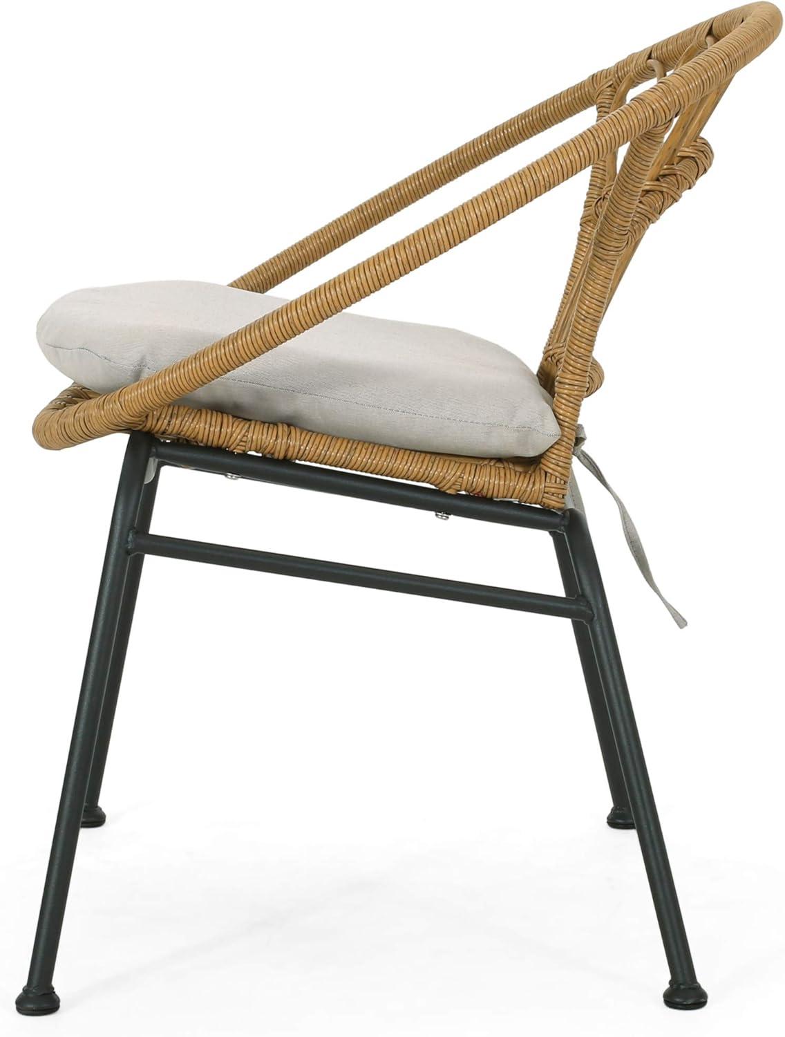 image:imageChristopher Knight Home Grace Outdoor 3 Piece Wicker Chat Set Light Brown Beige and Black