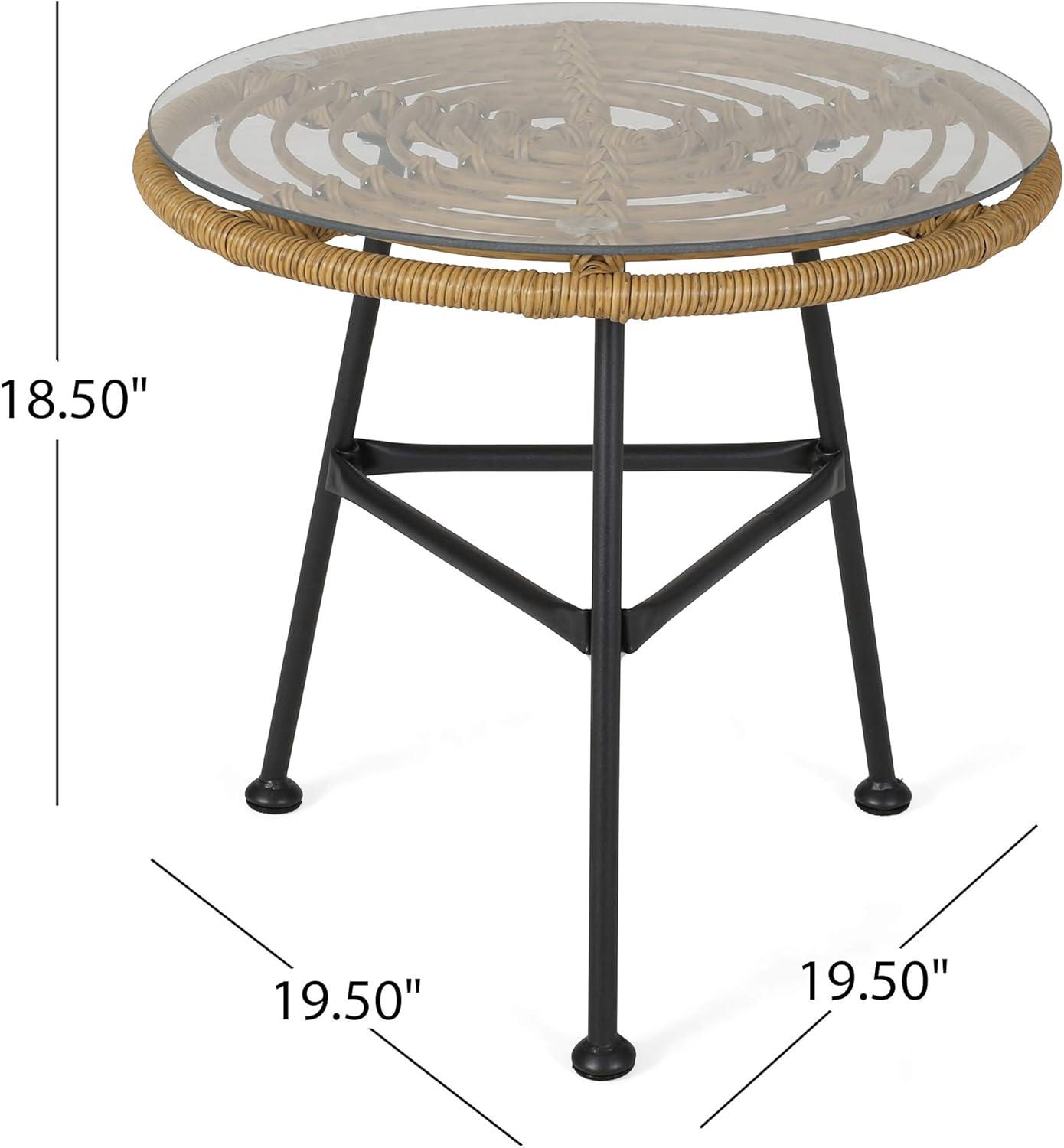 image:imageChristopher Knight Home Grace Outdoor 3 Piece Wicker Chat Set Light Brown Beige and Black