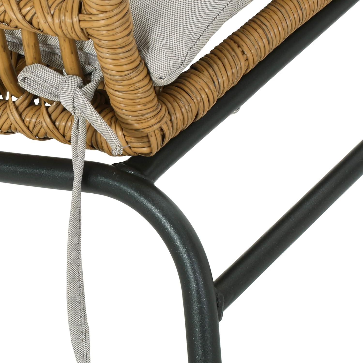 image:imageChristopher Knight Home Grace Outdoor 3 Piece Wicker Chat Set Light Brown Beige and Black