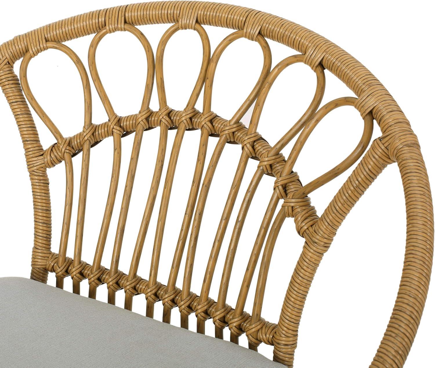 image:imageChristopher Knight Home Grace Outdoor 3 Piece Wicker Chat Set Light Brown Beige and Black