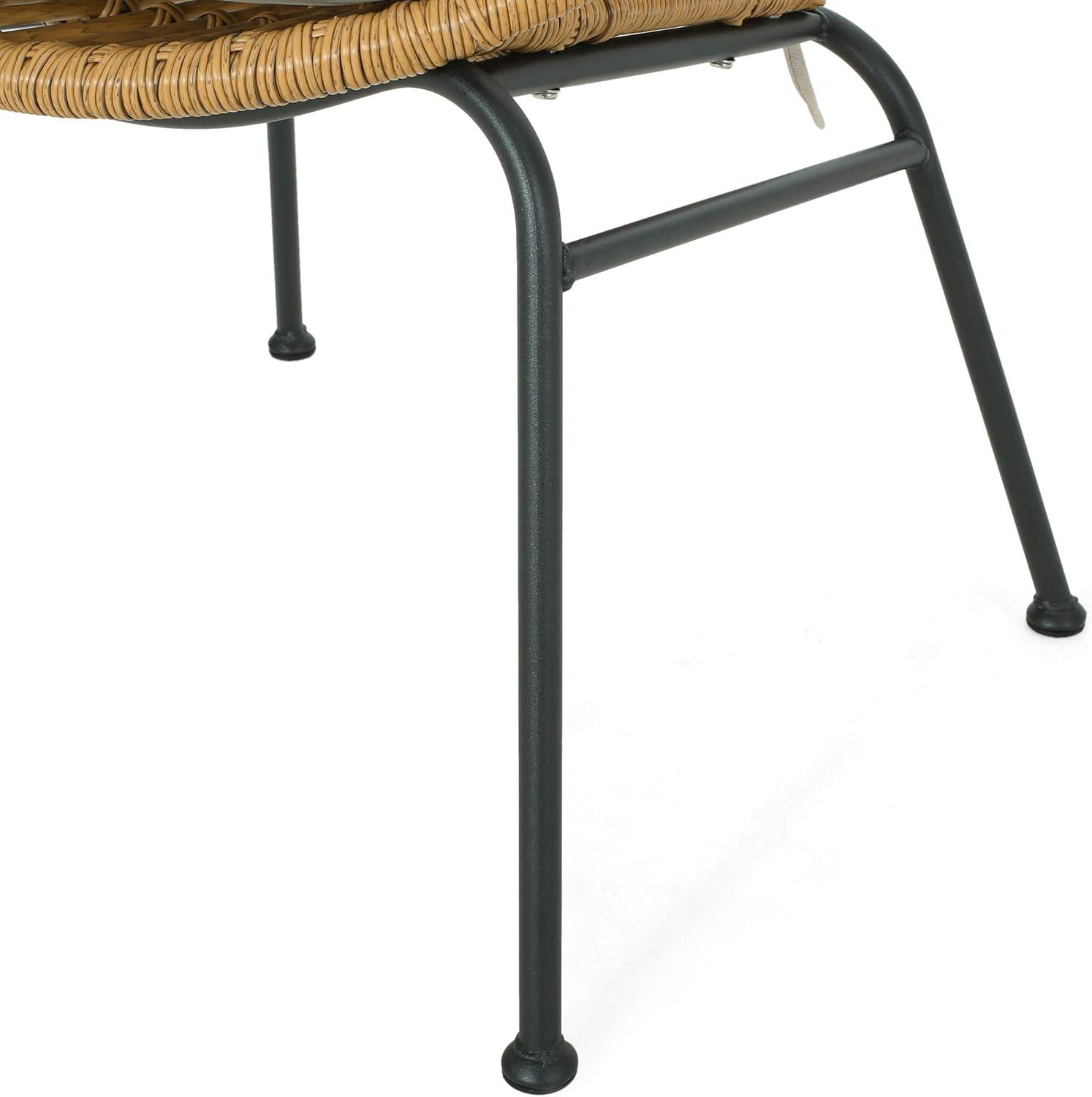 image:imageChristopher Knight Home Grace Outdoor 3 Piece Wicker Chat Set Light Brown Beige and Black