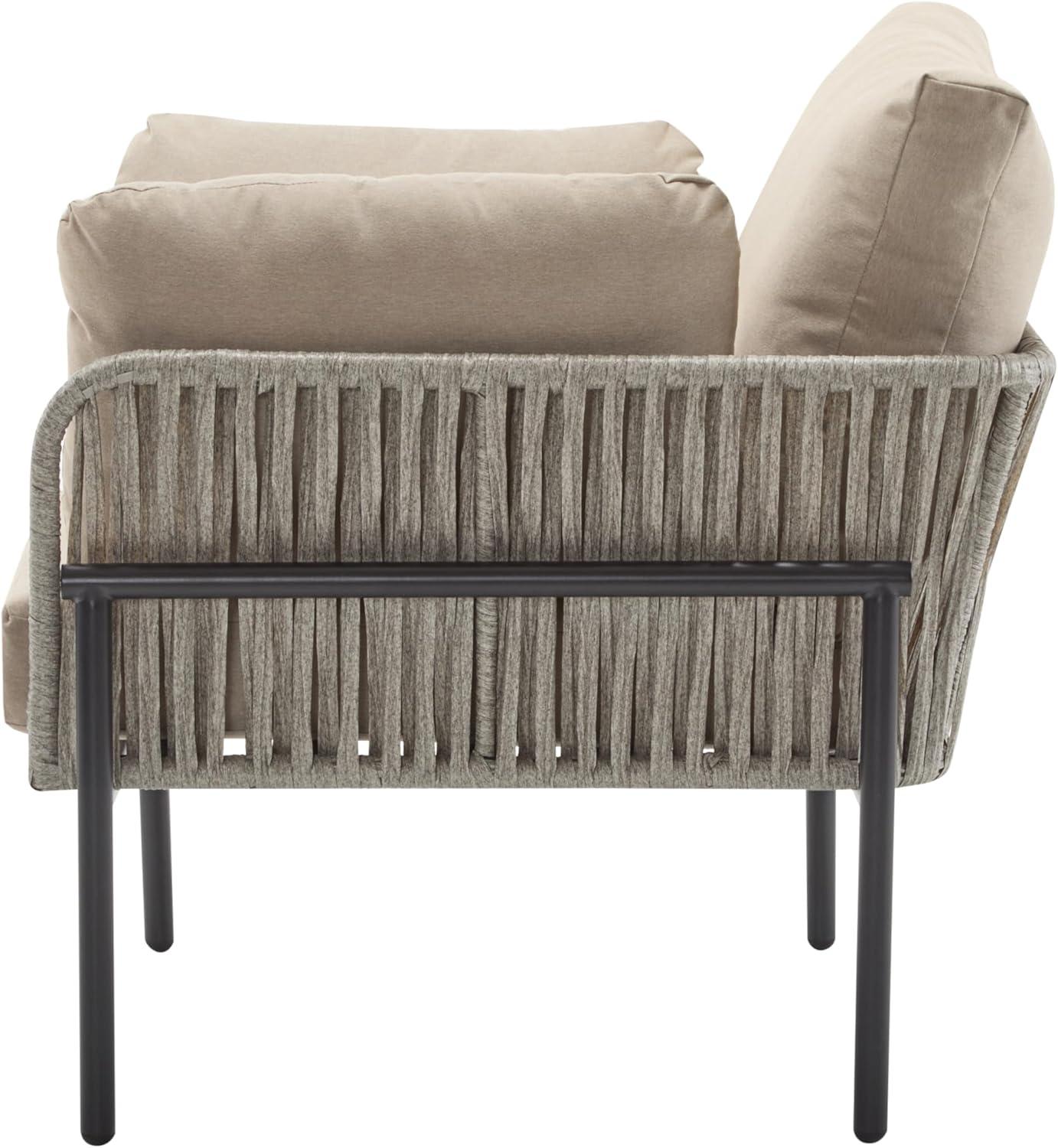 image:imageChristopher Knight Home Jaylon Modern Iron Lounge Chair Outdoor Patio Accent Chair with Rope Weave Design Patio Furniture Set Single Sofa Chair with Cushions Comfy Reading Chair BeigeGreyBeigegrey