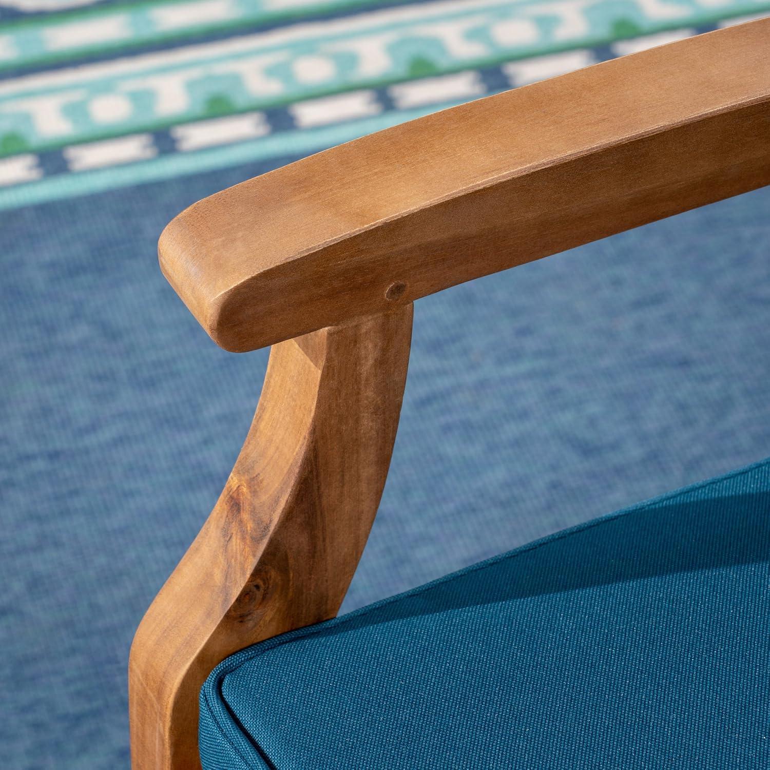 image:imageChristopher Knight Home Justin Outdoor 7 Piece Acacia Wood Dining Set Teak FinishRustic MetalBlue