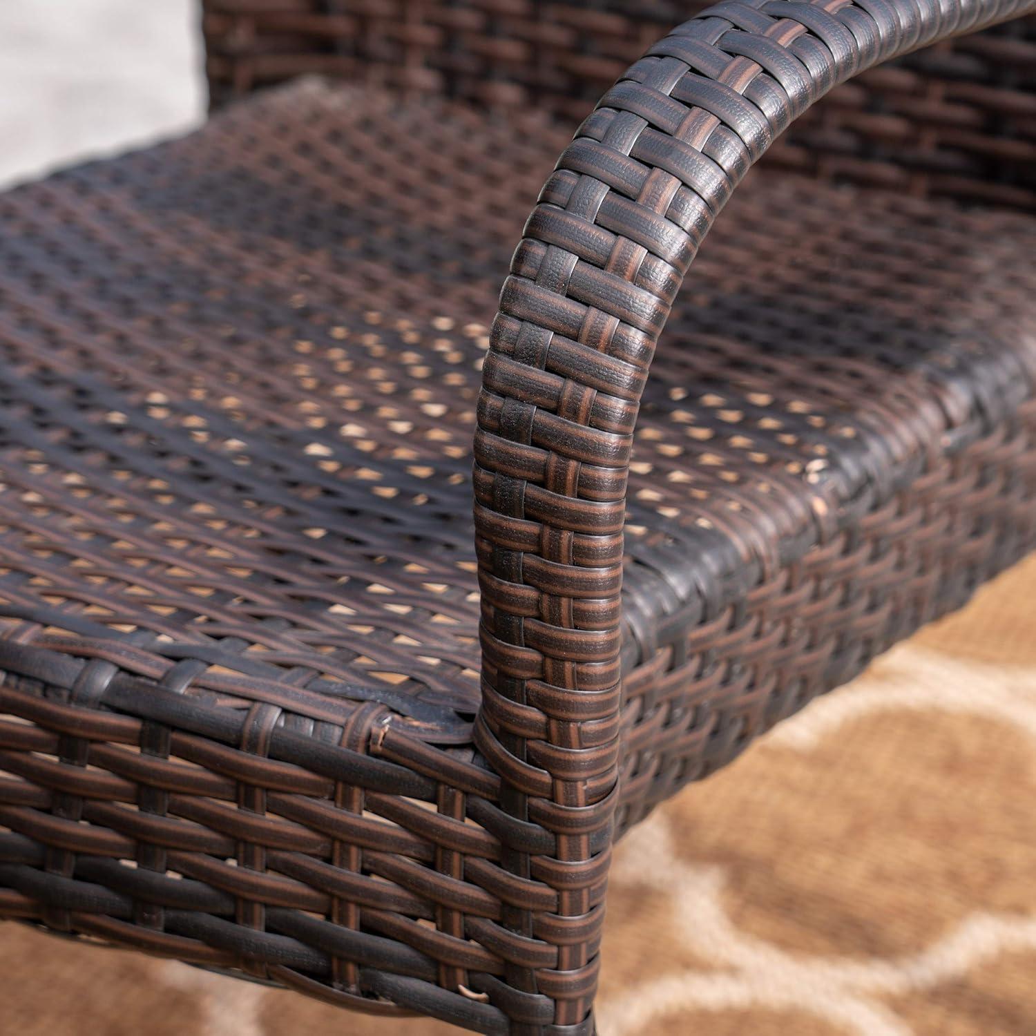 image:imageChristopher Knight Home Leopold Outdoor 7Piece Acacia WoodWicker Dining Set with Teak Finish in Multibrown Rustic Metal