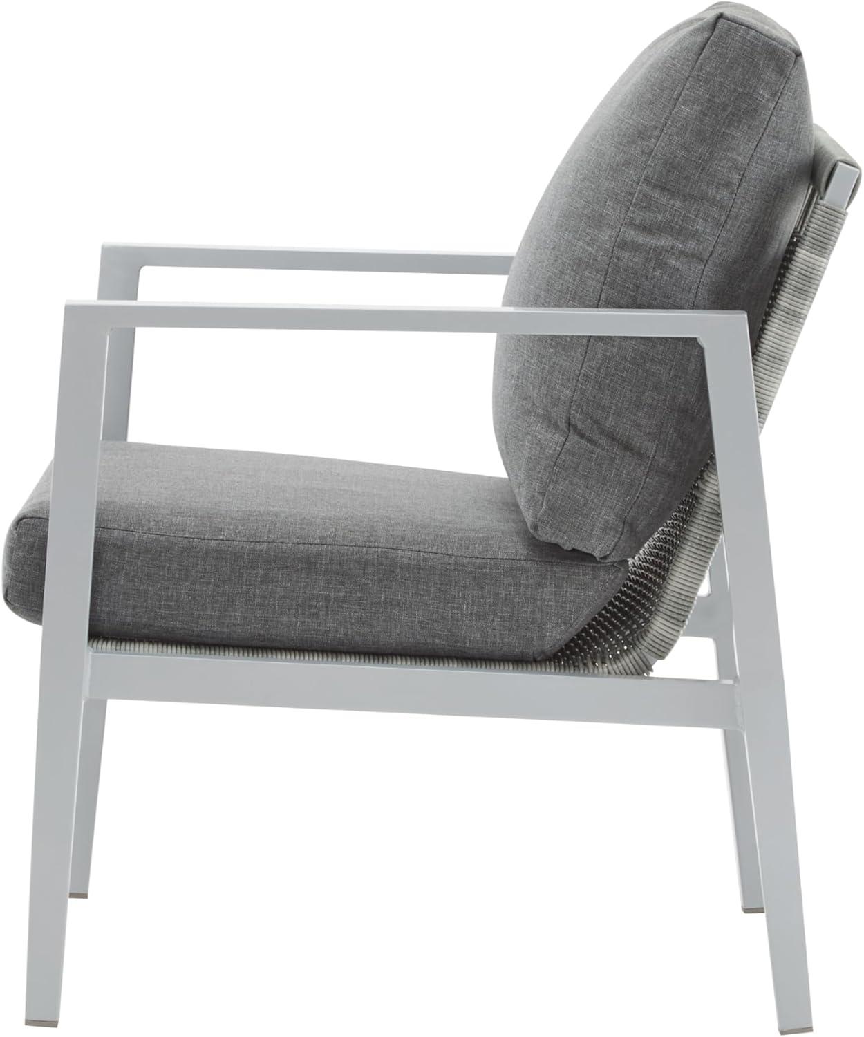 image:imageChristopher Knight Home Nadine Outdoor Rope Accent Chair Aluminum Woven Rope Back Club Chair OpenWeave Armchair Sleek Patio Lounge Chair with Cushions for Gardern Yard Balcony Poolside GraySilver
