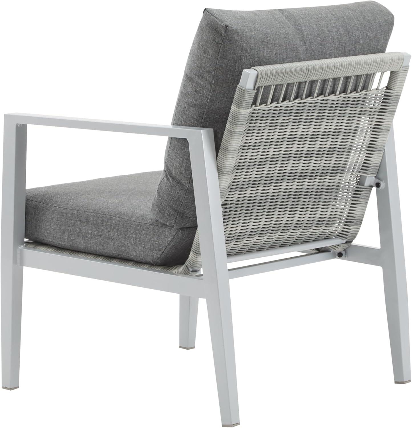 image:imageChristopher Knight Home Nadine Outdoor Rope Accent Chair Aluminum Woven Rope Back Club Chair OpenWeave Armchair Sleek Patio Lounge Chair with Cushions for Gardern Yard Balcony Poolside GraySilver