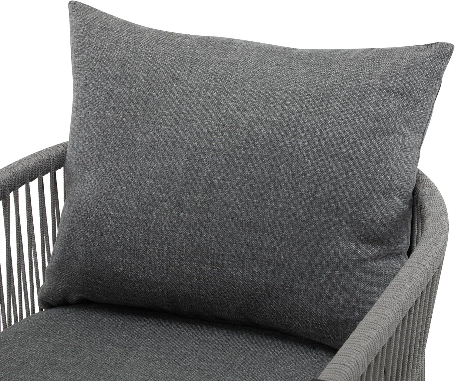 image:imageChristopher Knight Home Nadine Outdoor Rope Club Chair Aluminum Woven Rope Accent Chair Curved Back Armchair OpenWeave Texture Lounge Chair with Cushion for Gardern Yard Balcony Poolside GaryGrey
