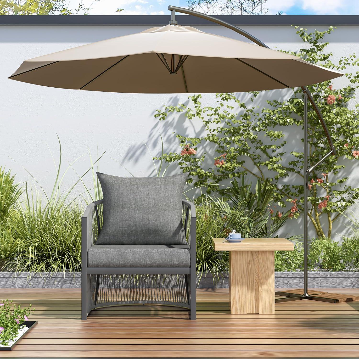 image:imageChristopher Knight Home Nadine Outdoor Rope Club Chair Aluminum Woven Rope Accent Chair Curved Back Armchair OpenWeave Texture Lounge Chair with Cushion for Gardern Yard Balcony Poolside GaryGrey