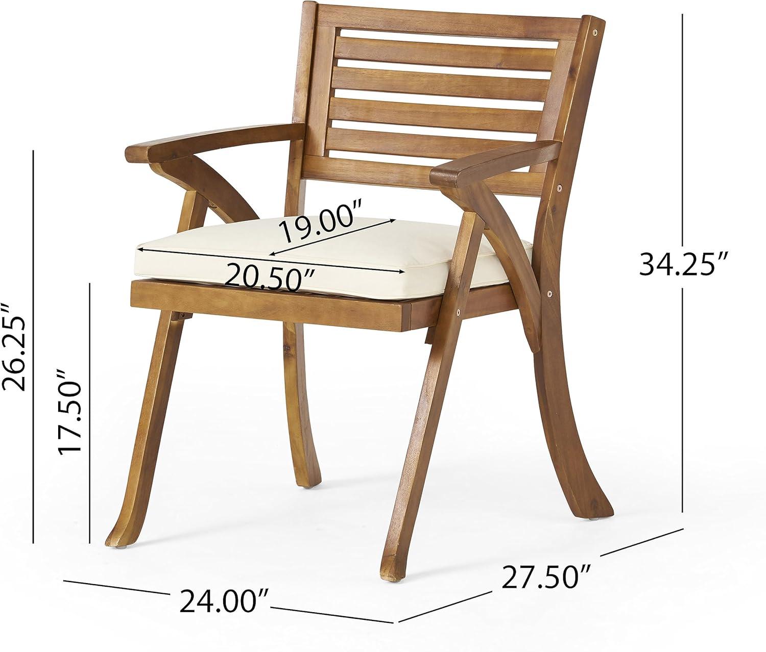 image:imageChristopher Knight Home Outdoor 6 Seater Acacia Wood Oval Dining Set with Cushions Teak and Cream
