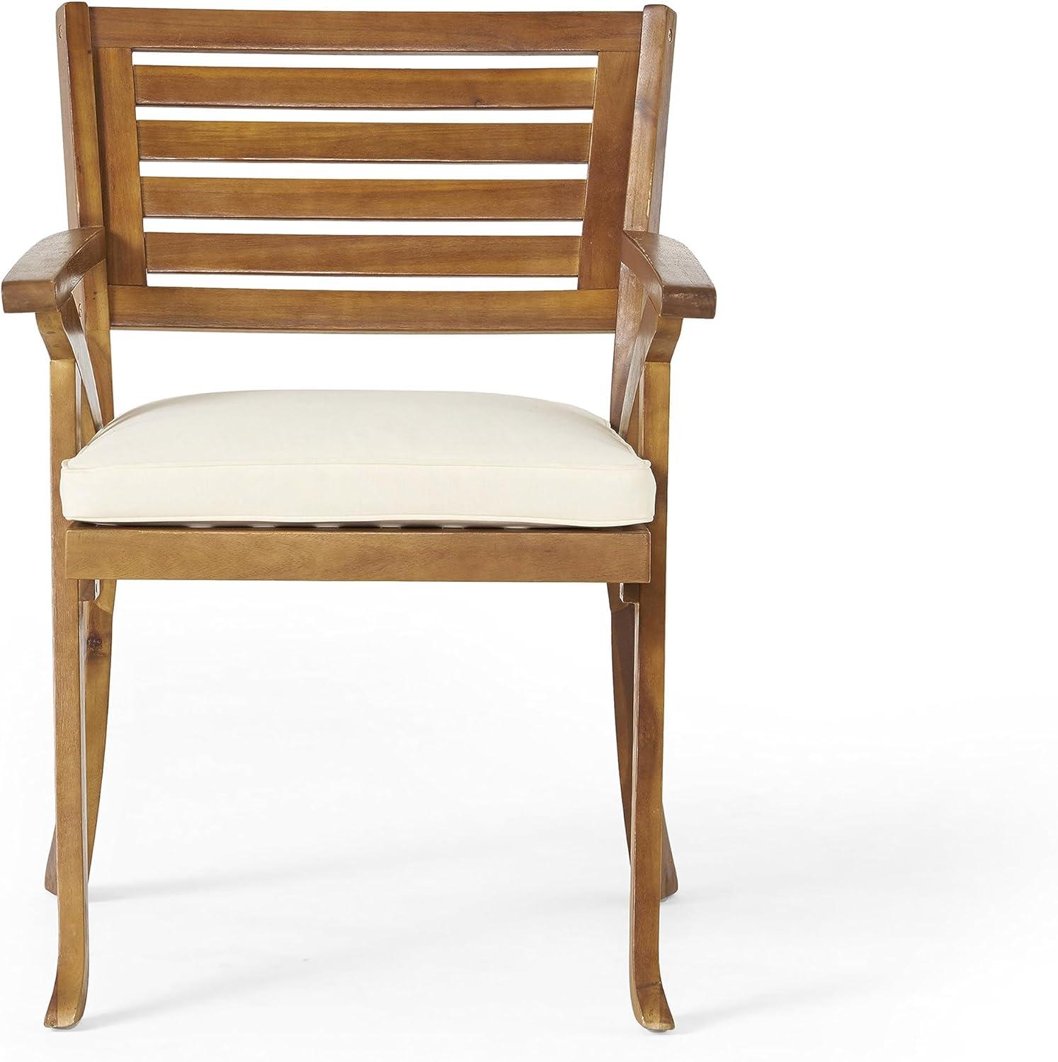 image:imageChristopher Knight Home Outdoor 6 Seater Acacia Wood Oval Dining Set with Cushions Teak and Cream