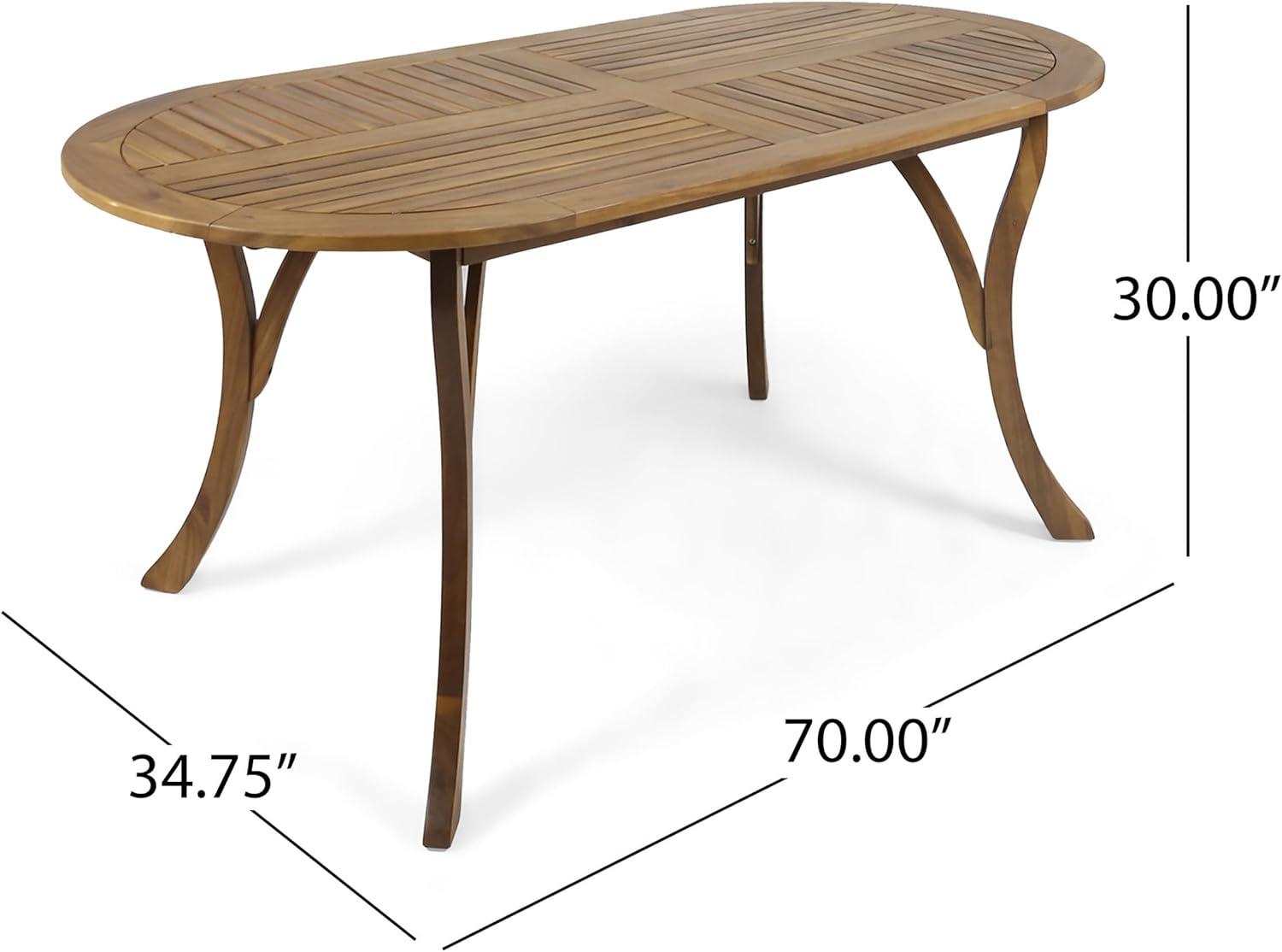 image:imageChristopher Knight Home Outdoor 6 Seater Acacia Wood Oval Dining Set with Cushions Teak and Cream