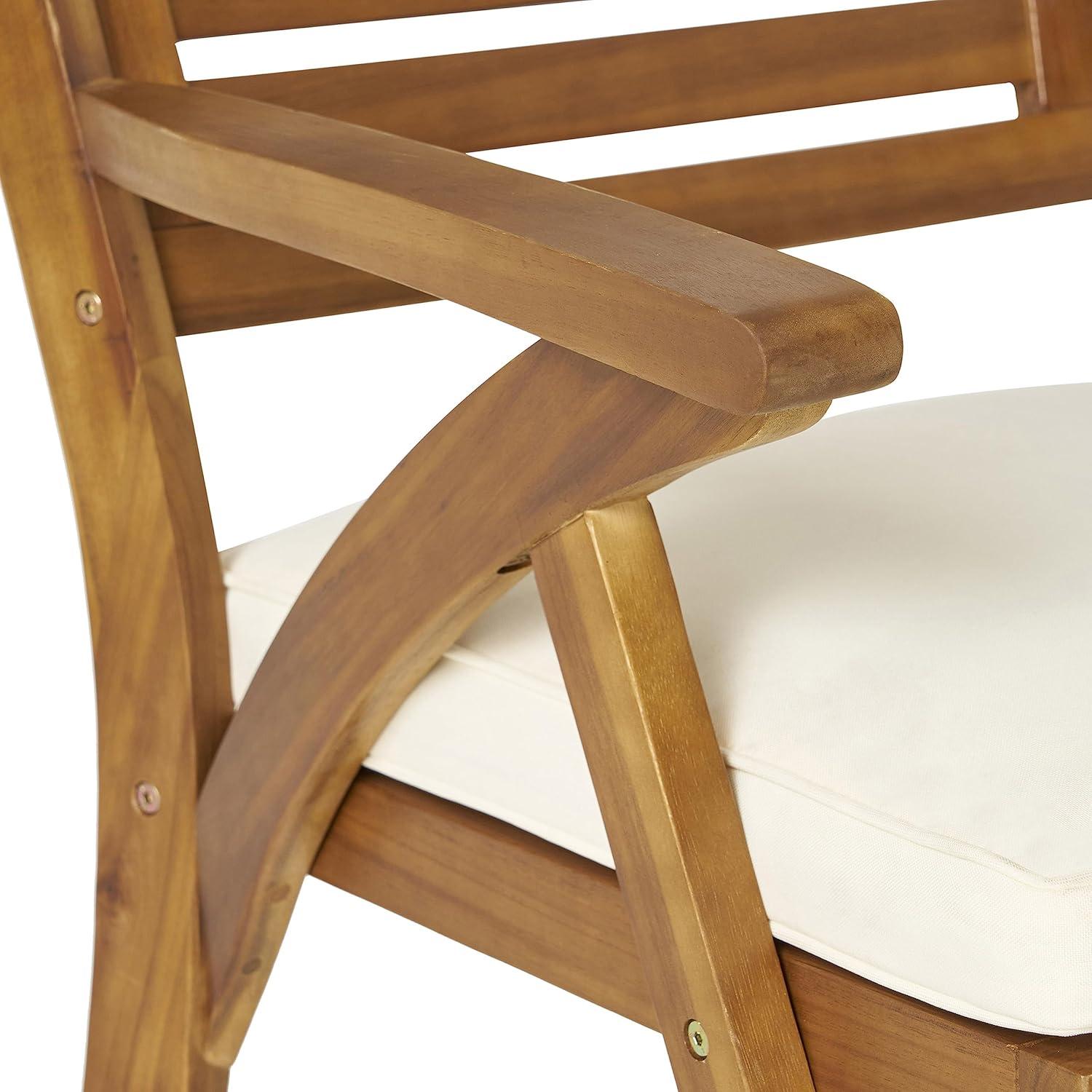 image:imageChristopher Knight Home Outdoor 6 Seater Acacia Wood Oval Dining Set with Cushions Teak and Cream