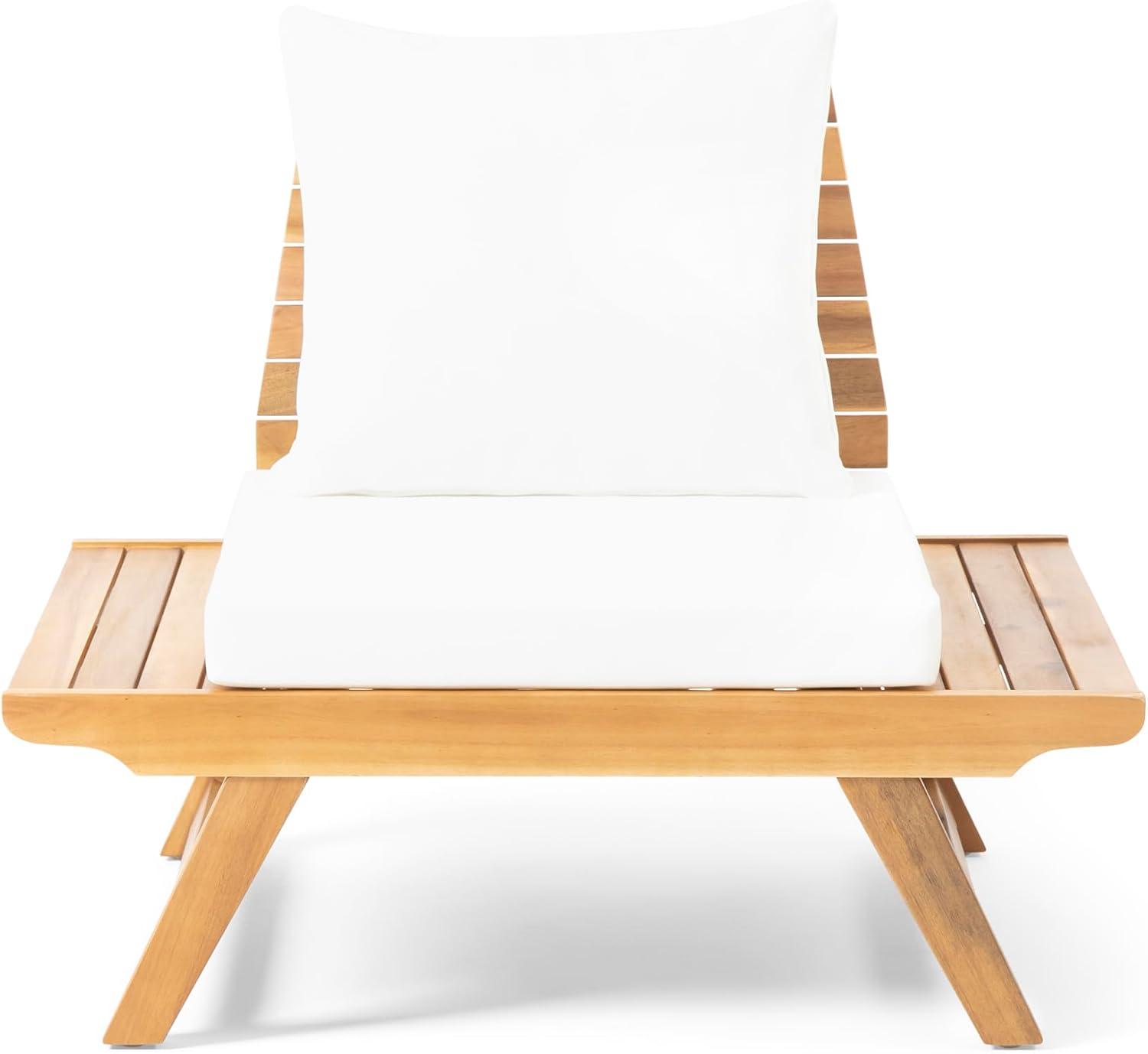 image:imageChristopher Knight Home Outdoor Acacia Wood 6 Seater Chat Set with Side Table and Coffee Table Teak and White