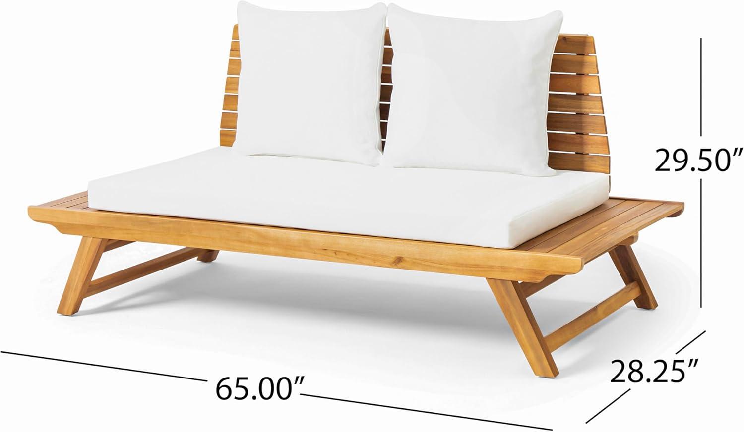 image:imageChristopher Knight Home Outdoor Acacia Wood 6 Seater Chat Set with Side Table and Coffee Table Teak and White
