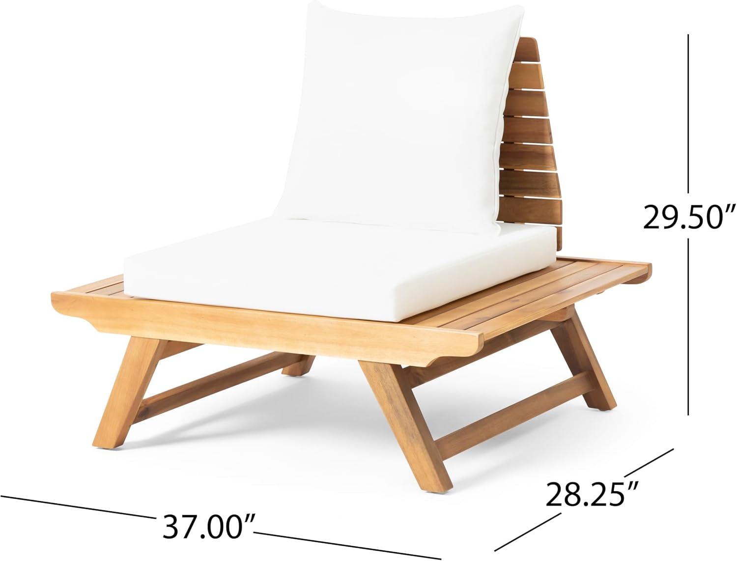image:imageChristopher Knight Home Outdoor Acacia Wood 6 Seater Chat Set with Side Table and Coffee Table Teak and White