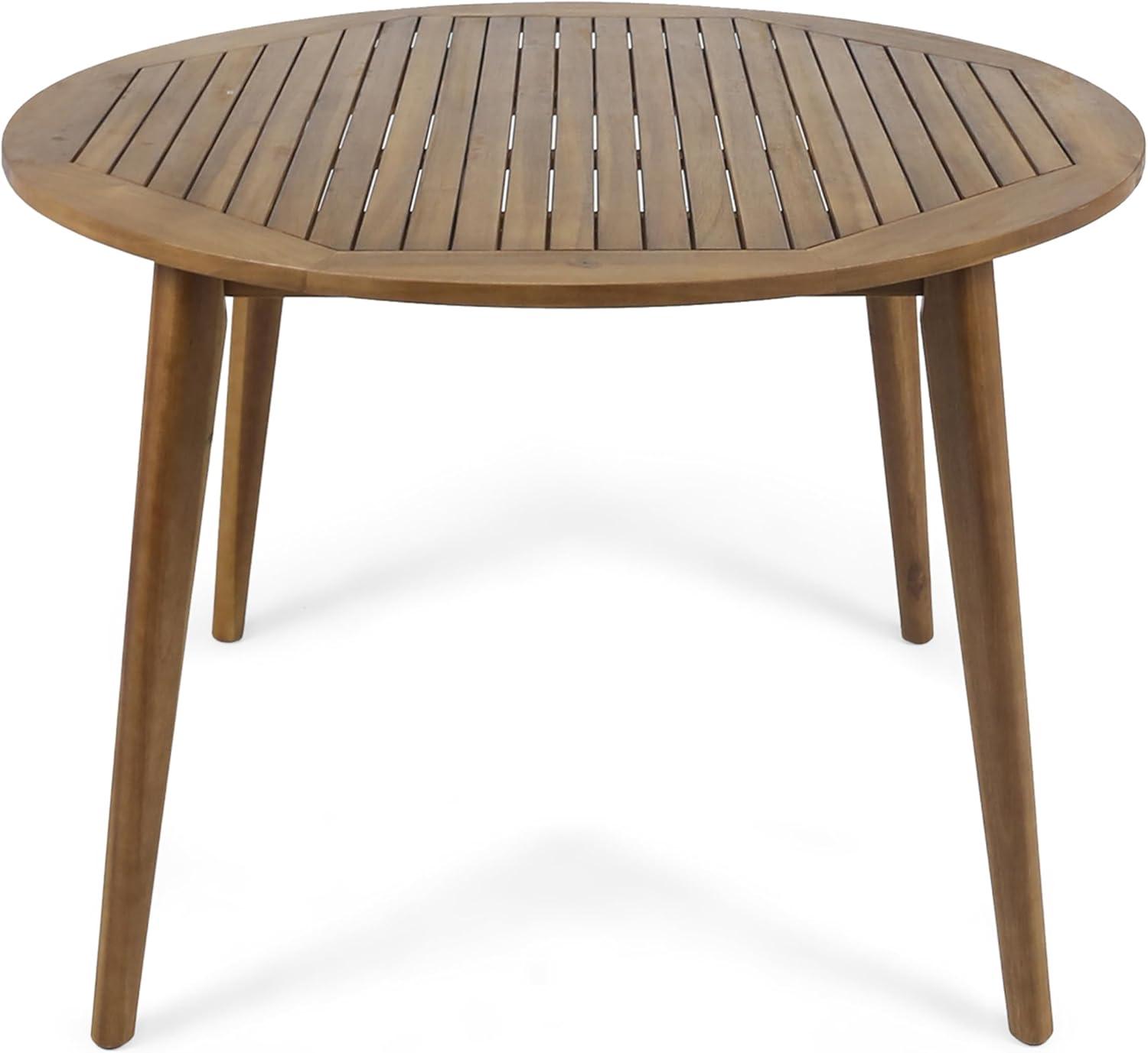 image:imageChristopher Knight Home Pelham Wooden Patio Dining Set for 4 Acacia Wood Outdoor Dining Table Set for 4 5 Piece Outdoor Dining Set with Round Table and Armchair with Seat Cushion TeakBeigeGrey Teak