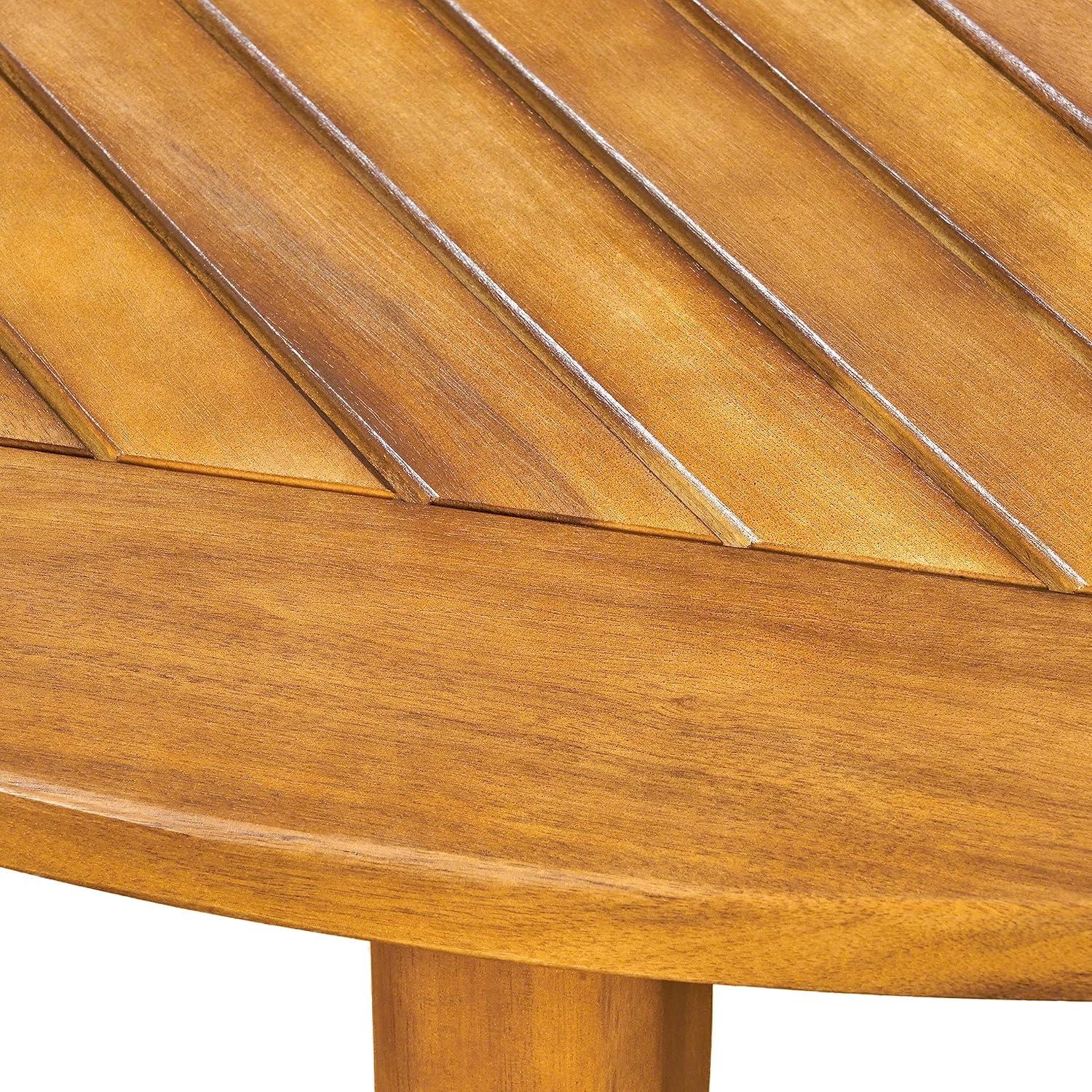 image:imageChristopher Knight Home Pelham Wooden Patio Dining Set for 4 Acacia Wood Outdoor Dining Table Set for 4 5 Piece Outdoor Dining Set with Round Table and Armchair with Seat Cushion TeakBeigeTeakbeige