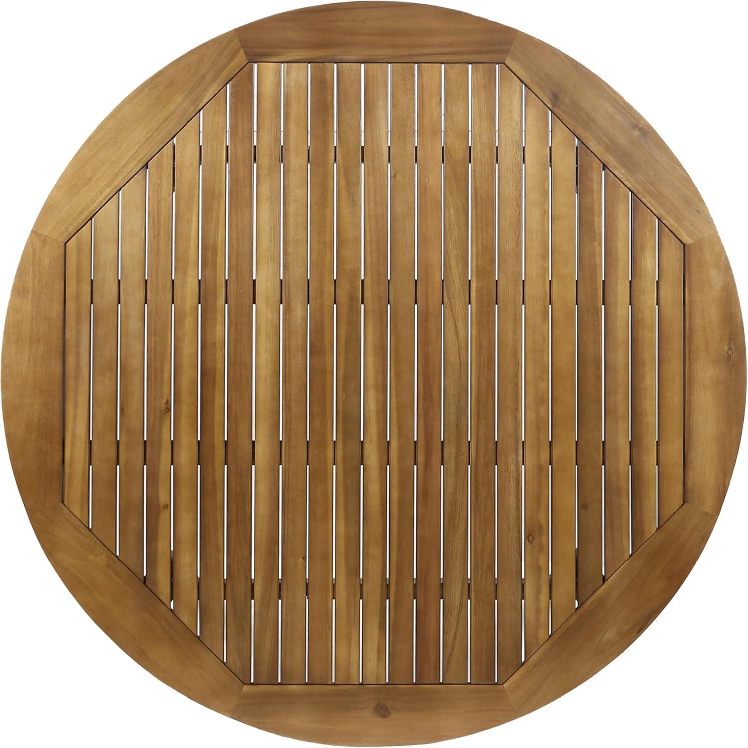 image:imageChristopher Knight Home Pelham Wooden Patio Dining Set for 4 Acacia Wood Outdoor Dining Table Set for 4 5 Piece Outdoor Dining Set with Round Table and Armchair with Seat Cushion TeakBeigeTeakbeige